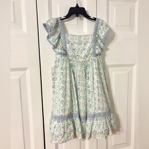 cupcakes & cashmere Kids Dress with Blue and Yellow Floral Design